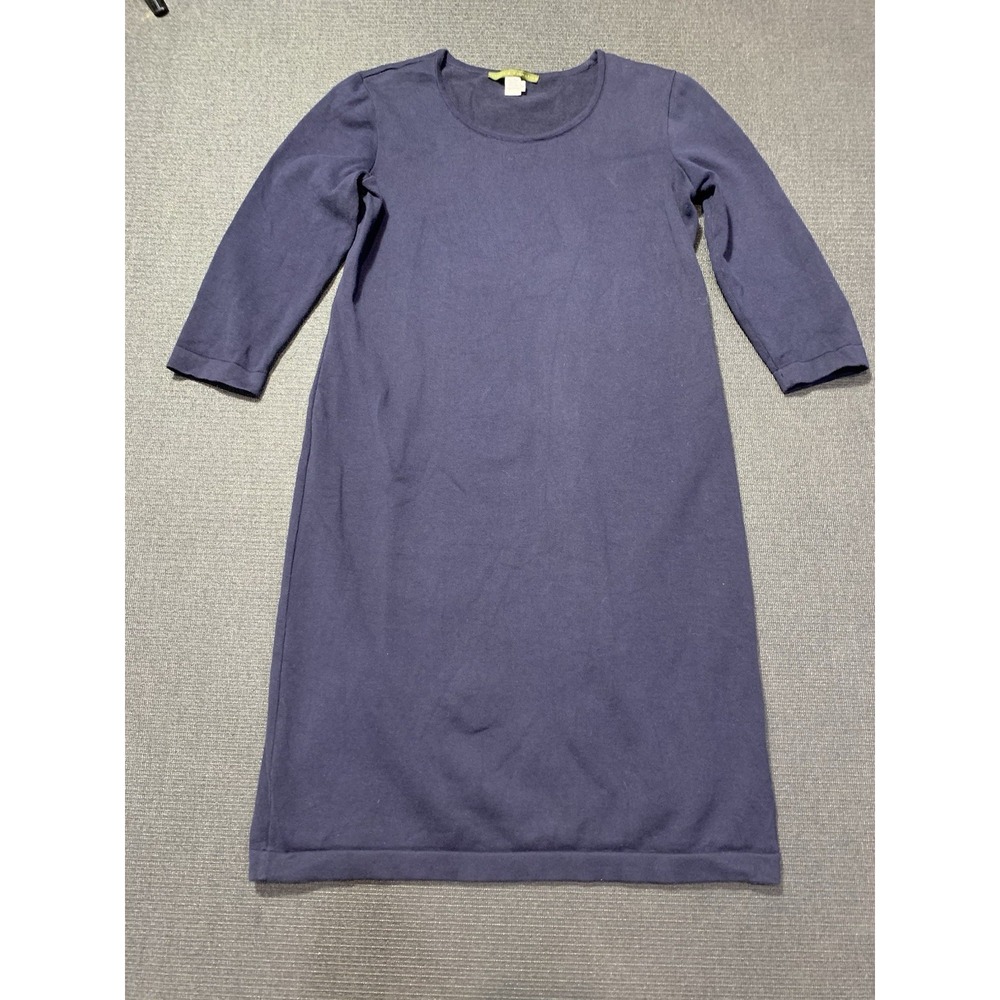 Peruvian Connection Dress Medium 3/4 Sleeve Pima Cotton‎ Navy Blue Fitted Mini